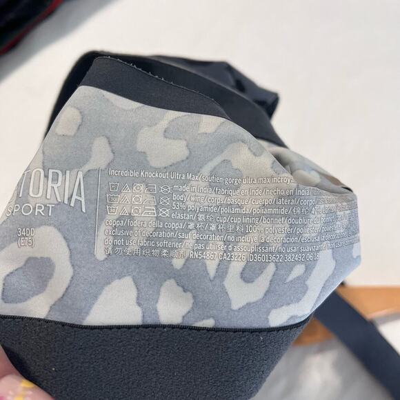 Victoria's Secret Gray/Black Leppard Print Incredible Ultra Max Support Bra 34DD - Picture 8 of 8